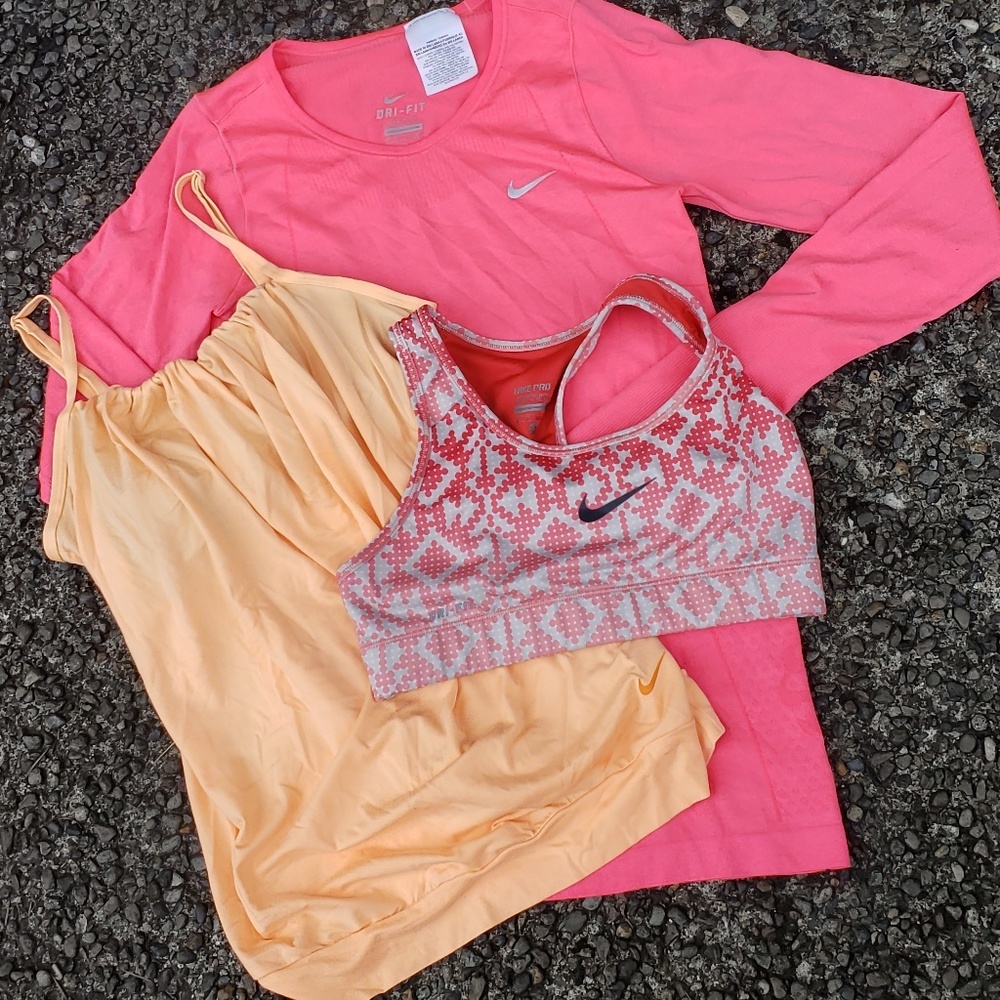 Nike Long Sleeve Shirt, Tank and Sports Bra Sz XS